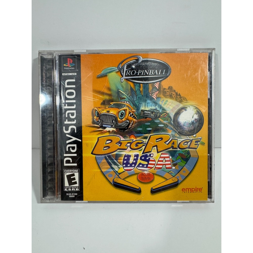 PlayStation Pro Pinball Big Race USA Video Game OS Yellow Good SLUS-01260 PS1